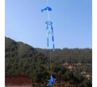 Carillon à vent en métal pour décoration de maison et jardin - 4 tubes en acrylique et métal pour motif dauphin avec tonalités, longueur de suspension de 40 cm, convient pour D()