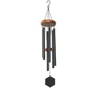 Carillon à vent en métal profond pour condoléances extérieures - Carillon commémoratif - Grand carillon à vent noir - Sonajeros de Viento pour patios - Son de cloches corinthiennes - Zoom de précision