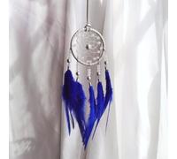 Carillon à vent en plumes attrape-rêves fabriqué à la main pour l'intérieur, convient pour les chambres ou les espaces calmes pour encourager la paix (bleu et bleu)