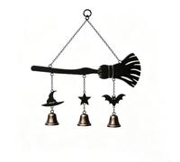 Carillon À Vent Halloween pour balai Fer 31x3.8x34cm Design Artistique | Convient pour terrasse intérieur Fabriqué en fer solide Sons métalliques doux pour suspension pour facile élégante