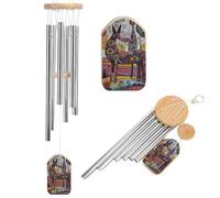 Carillon à vent marron et gris foncé pour extérieur de 52,1 cm grand carillon à vent en aluminium avec 6 tubes accordés pour créer une atmosphère zen pour terrasse, cour, porche, jardin