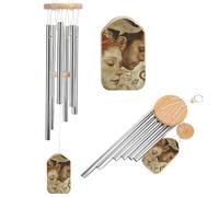 Carillon à vent Mermaid and A Man pour l'extérieur 52,1 cm Grand carillon à vent en aluminium avec 6 tubes accordés pour créer une atmosphère zen pour terrasse, cour, porche, jardin