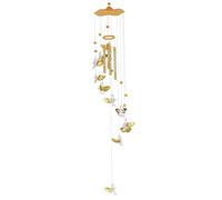 Carillon à vent pour l'extérieur, carillon à vent Love Angel Cupidon de 11 pouces avec tubes en aluminium, facile suspendre l'extérieur avec un son clair pour jardin, patios, balcons et cours dor