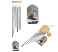 Carillon à vent Red Fox Sits by The River - Ton profond - Avec 6 tubes en aluminium - Décoration extérieure de jardin