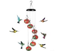 Carillon à vent rouge en verre soufflé à la main, résistant aux abeilles, passe au lave-vaisselle, décoration de jardin à suspendre pour terrasse, cour, idéal pour