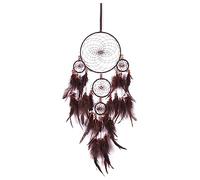 Carillon à vent vintage à cinq anneaux pour décoration murale de voiture, maison, chambre à coucher, attrape-rêves en plumes