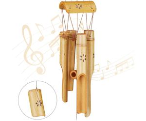 Carillon Bambou,Moulin À Vent,Son,Décoration Jardin,Bois,Feng Shui Mobile,73 Cm,Nature,Coton,Taille Unique