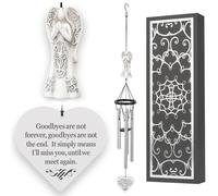 Carillon comm moratif avec ange celtique et c ur - Les adieux ne sont pas ternels - Cadeau de condol ances pour la perte d'un tre cher