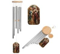 Carillon commémoratif avec 3 sorcières dans la forêt - Feuilles d'automne - Carillon funéraire - Avec 6 tubes en aluminium - Décoration de jardin