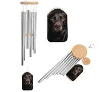Carillon commémoratif noir pour chien de laboratoire pour extérieur ton profond 52,1 cm, 6 tubes en aluminium, carillon éolien de condoléances, décoration de jardin, terrasse, pelouse, cadeau de deuil