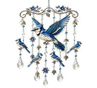 Carillon d’extérieur en Acrylique teinté, Oiseau Bleu, 17.72x7.87x3.94 in