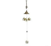 Carillon de jardin à suspendre pour extérieur Shui Lucky 3 cloches Feng Home Wind Decor avec ornement en alliage bronze agréable 44 cm de longueur (A)