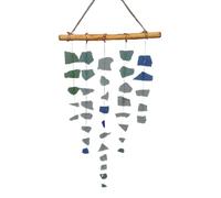 Carillon De Verre | Carillon Artisanal en Verre Et Bois Flotté,Décoration Colorée pour Jardin Terrasse Fenêtre Plage Porche Extérieur Amoureux du Littoral