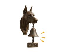 Carillon d'extérieur rustique - Cloche décorative en fonte - Sonnerie d'entrée de jardin | Figurine de tête de chien fabriquée à la main, son de style rustique vintage avec anneau fort pour cabine