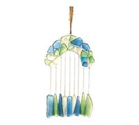 Carillon en Verre Vert 24cm Son Doux Carillon en Verre Vert 24cm | Verre artisanal multicolore, tons vert, son mélodieux clair, pour idéal jardin patio, design unique