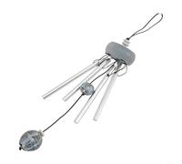 Carillon éolien à petite échelle pour décoration extérieure avec 4 résonateurs en aluminium et cadre en bois pour mélodie activée par le vent (gris)