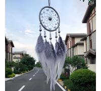 Carillon éolien à plumes attrape-rêves de style naturel pour décoration paisible de la maison et utilisation en intérieur (violet peu profond)