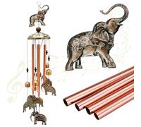 Carillon éolien, carillon éolien éléphant, cadeaux d'éléphant, carillon à vent décoratif extérieur, carillon commémoratif vintage pour amis, cadeaux pour aînés, décoration en cuivre éléphant