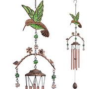 Carillon éolien - Carillon éolien en Forme de Colibri pour extérieur Ton Profond de 86,4 cm, 5 Tubes en Aluminium, Thanksgiving, Noël, Cadeau d'anniversaire pour Maman, Grand-mère, Fille, décoration