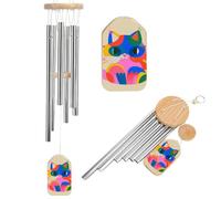 Carillon éolien coloré en forme de chats pour l'extérieur de 52,1 cm - Grand carillon en aluminium avec 6 tubes accordés - Carillon commémoratif pour créer une atmosphère zen pour terrasse, cour
