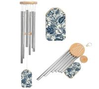 Carillon éolien commémoratif de style blanc et bleu pour extérieur ton profond 52,1 cm, 6 tubes en aluminium, carillon éolien de condoléances, décoration de jardin, terrasse, pelouse, cadeau de deuil