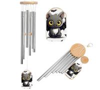 Carillon éolien commémoratif en forme de chauve-souris pour extérieur - 52,1 cm - 6 tubes en aluminium - Carillon éolien de condoléances - Décoration de jardin, terrasse, pelouse, cadeau de deuil pour