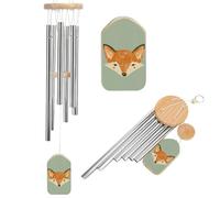 Carillon éolien commémoratif en forme de visage de renard orange pour l'extérieur ton profond 6 tubes en aluminium pour la perte d'une mère et d'un père, cadeaux funéraires de commémoration, 52 cm