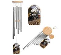 Carillon éolien commémoratif en train de locomotive à vapeur pour extérieur ton profond 52,1 cm, 6 tubes en aluminium, carillon éolien de condoléances, décoration de jardin, terrasse, pelouse, cadeau