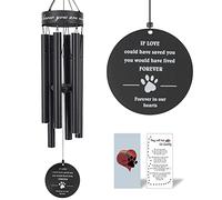 Carillon éolien commémoratif pour Animal de Compagnie, 76,2 cm, Motif Empreintes de Pattes pour Honorer et se Souvenir d'un Chien, ou Autre Animal de Compagnie, de qualité supérieure, Noir