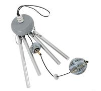 Carillon éolien compact avec cloches effet cuivre et quatre tubes résonants en aluminium pour fenêtre de clôture de cour, fenêtre ou porche (gris)