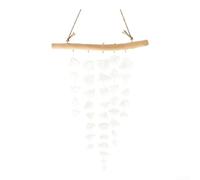 Carillon éolien côtier bohème fabriqué à la main avec pièces de verre et bois flotté - Décoration relaxante à suspendre ton profond pour la maison et le jardin 46 cm (blanc I)