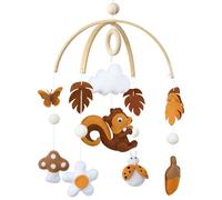 Carillon éolien d'automne pour bébé, écureuil, champignons, coccinelles, glands, mobile en bois pour lit de bébé