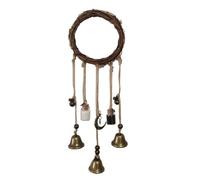 Carillon éolien de cloche de sorcière pour décoration de porte ou de porche - Décoration de jardin en métal plaqué laiton avec couronne de 10,2 cm et cloches de 3,7 cm, 40,6 cm de long (style 2, 12 cm