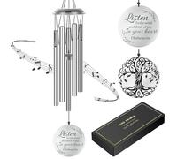 Carillon éolien de condoléances en métal pour la Perte d'un être Cher, Carillon commémoratif pour Un père ou Une mère, Cadeau de deuil, décoration funéraire pour Jardin et extérieur, argenté, 99 cm