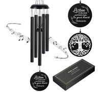Carillon éolien de condoléances en métal pour la Perte d'un être Cher, Carillon commémoratif pour Un père ou Une mère, Cadeau avec Carte, décoration funéraire de Jardin et extérieur, Noir, 99 cm