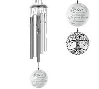 Carillon éolien de condoléances pour la perte d'un être cher, cadeau inspirant et commémoratif pour extérieur, terrasse, maison, jardin, décoration attrape-rêves (66 cm, argenté)