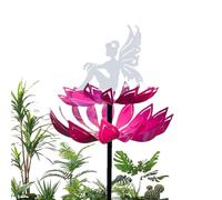 Carillon éolien de fée pour cour et jardin | Métal Yard Art Cinétique | Fée des fleurs assise sur une fleur Carillon à vent solaire résistant aux intempéries Carillon éolien en métal pour cour et
