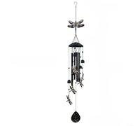 Carillon éolien de jardin en métal conçu avec des accents de libellule, papillon et colibri pour terrasse et cour (libellule)