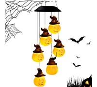 Carillon éolien d'Halloween à énergie solaire étanche décoratif