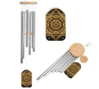 Carillon éolien doré et noir pour l'extérieur - Grand carillon à vent pour décoration de jardin avec son mélodieux pour maman, papa, grand-mère, maison, jardin, terrasse