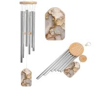 Carillon éolien doré pastel doux avec 6 tubes en aluminium pour décoration de jardin ou jardin - Carillon ivoire brillant