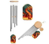 Carillon éolien du Roi Dragon dans le feu pour extérieur et intérieur, grand carillon à vent commémoratif pour extérieur, grand carillon à vent avec pendentifs en bois, carillon mélodique apaisant