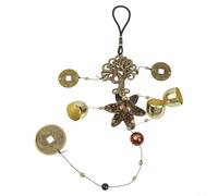 Carillon éolien en alliage de cuivre de 45 cm avec dessus en bois, son doux, décoration extérieure pour terrasse, cour, pelouse, camping, décoration de maisons chanceuses