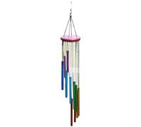 Carillon éolien en aluminium à 12 tubes avec base en bois de pin, design en spirale, décoration de jardin pour une mélodie relaxante, 55 cm de long (A)