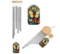 Carillon éolien en aluminium avec 6 tubes accordés pour l'extérieur 52,1 cm avec 6 tubes accordés pour créer une atmosphère zen pour terrasse, cour, porche, jardin