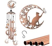 Carillon éolien en aluminium avec motif chat et lunaire pour maman - Crée des paysages sonores tranquilles (1)