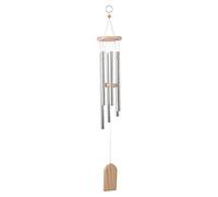 Carillon éolien en bois avec 6 tubes en aluminium - Décoration musicale en bois de pin - Décoration musicale pour chambre à coucher, balcon, porte, jardin, cour, design minimaliste artistique - Son