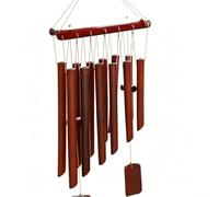 Carillon éolien en bois massif pour un placement extérieur dans le jardin, la terrasse ou le balcon avec résonance équilibrée et résilience (C)