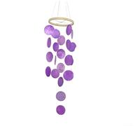 Carillon éolien en coquillage 73 cm - Attrape-rêves - Carillon éolien en coquillages - Carillon à vent en verre de mer - Carillon éolien pour décoration intérieure et extérieure (Pruple)