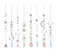 Carillon éolien en cristal avec cadre argenté pour intérieur ou extérieur